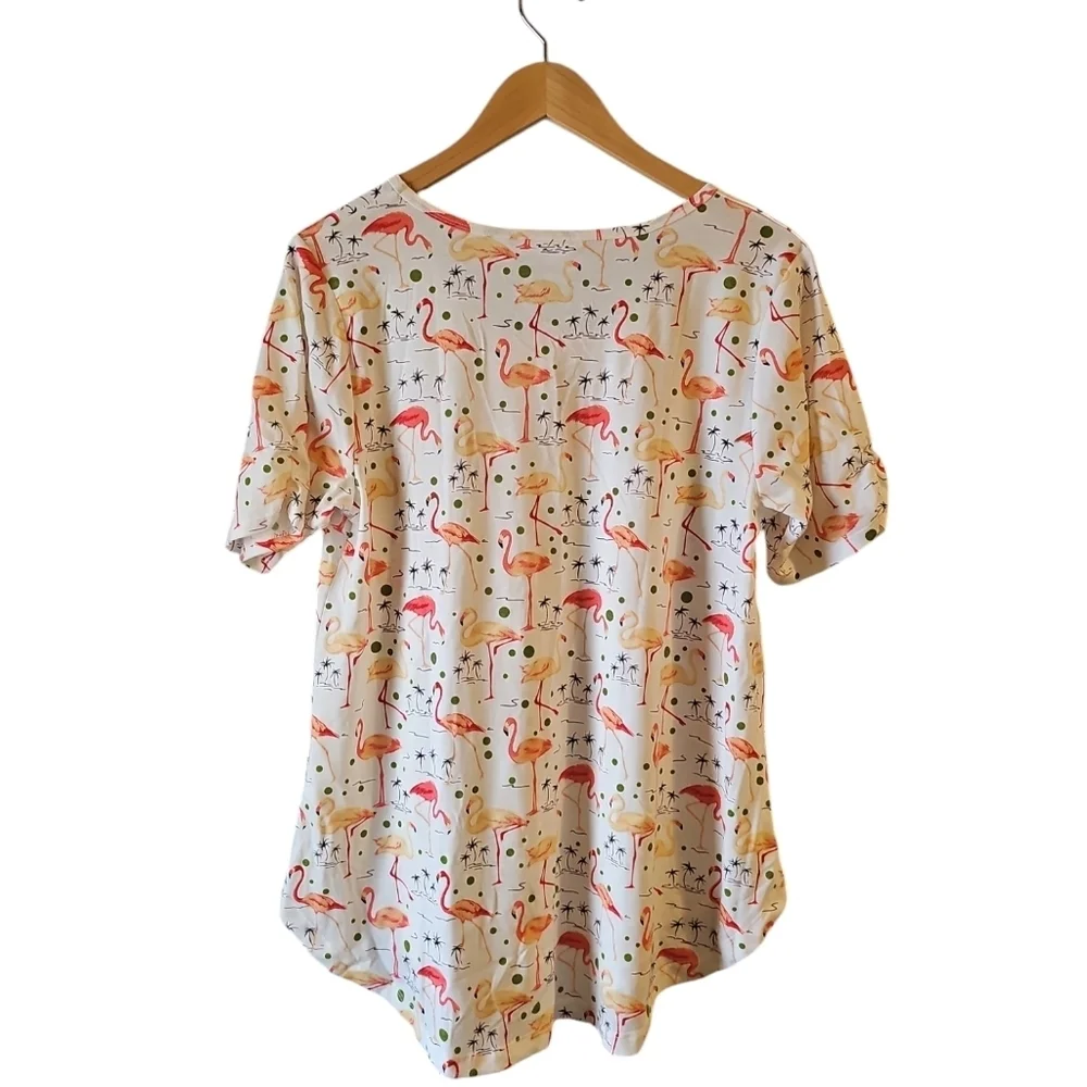 Lularoe sz medium rare Flamingo Morgan Flare tee shirt new with tags WT331 - Picture 5 of 7